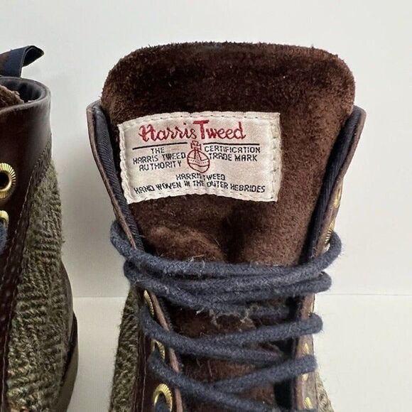 Fred Perry Northgate Brown Leather/Suede Harris Tweed Boots Mens US 7.5 Wingtip - Picture 9 of 12